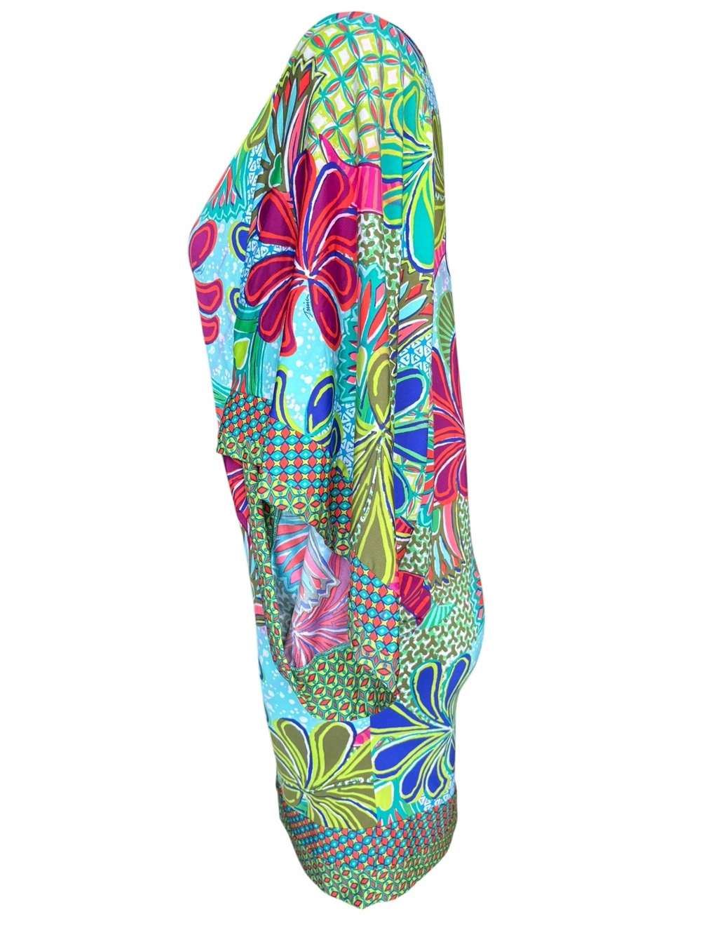Trina Turk Small Swim Cover Up Tropical Floral Batwing Sleeve Tunic Beach - Picture 3 of 16
